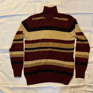Metallic Turtleneck. Maroon, Gold & Cream. Size M. Excellent condition.
